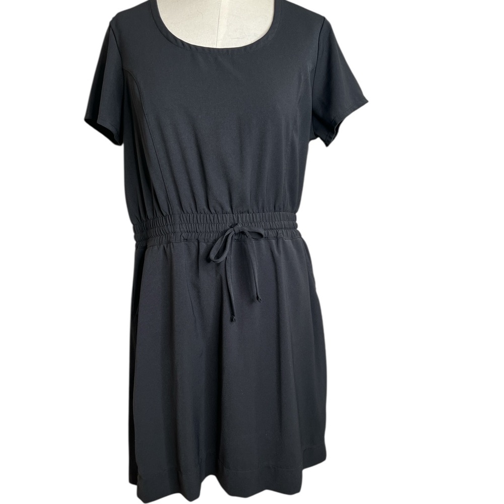 32 Degrees Black Mini Dress with Drawstring Waist & Pockets